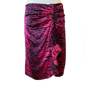 Marciano Pink & Black Animal-Print Knee Length Pencil Skirt Size M vamp romantic